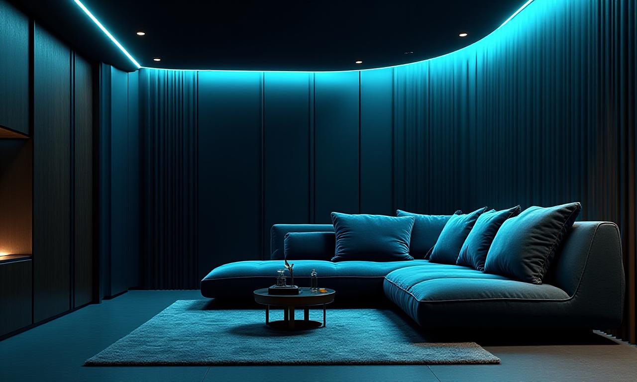 Modern Irish interior with moody aesthetics and neon accents